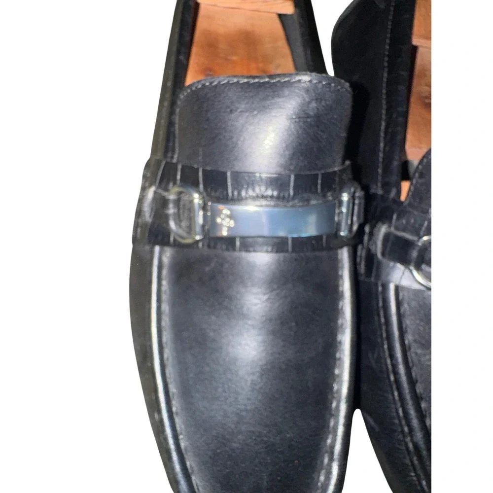Cole Haan Black Leather Loafers 9.5M Men's w/ wood inserts MSRP‎ $150
